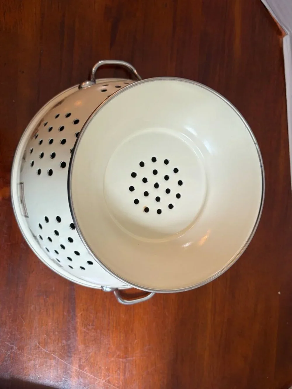 Vintage Pfaltzgraff Naturewood 5 Quart Large Metal Footed Colander/Strainer